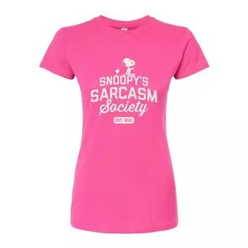 Футболка с рисунком Peanuts Charlie Brown & Snoopy Sarcasm Society для юниоров Licensed Character, розовый