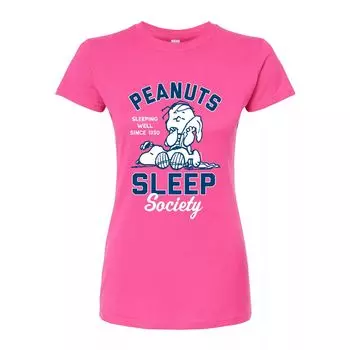 Футболка с рисунком Peanuts Charlie Brown & Snoopy Sleep Society для юниоров Licensed Character, розовый