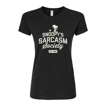 Футболка с рисунком Peanuts Charlie Brown & Snoopy Sarcasm Society для юниоров Licensed Character, черный