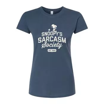 Футболка с рисунком Peanuts Charlie Brown & Snoopy Sarcasm Society для юниоров Licensed Character, синий