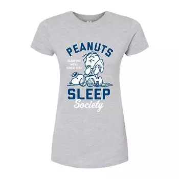 Футболка с рисунком Peanuts Charlie Brown & Snoopy Sleep Society для юниоров Licensed Character, серый