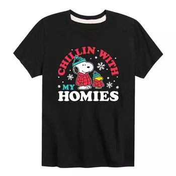 Футболка с рисунком Peanuts Chillin Homies для мальчиков 8–20 лет Licensed Character, черный