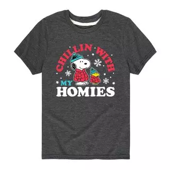 Футболка с рисунком Peanuts Chillin Homies для мальчиков 8–20 лет Licensed Character, серый