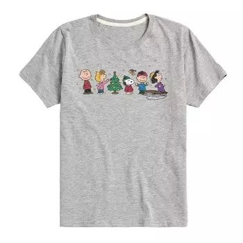 Футболка с рисунком Peanuts Christmas Group для мальчиков 8–20 лет Licensed Character, цвет Heather Gray