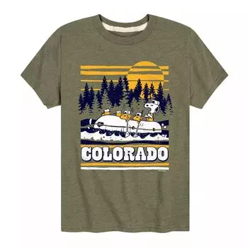 Футболка с рисунком Peanuts Colorado Rafting для мальчиков 8–20 лет Licensed Character, зеленый