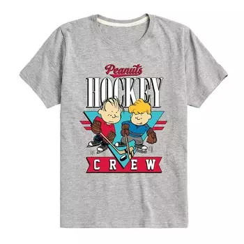 Футболка с рисунком Peanuts Hockey Crew для мальчиков 8–20 лет Licensed Character, цвет Heather Gray