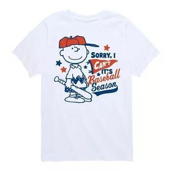 Футболка с рисунком Peanuts It Baseball Season для мальчиков 8–20 лет Licensed Character, белый