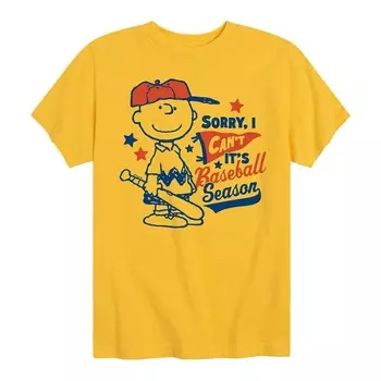 Футболка с рисунком Peanuts It Baseball Season для мальчиков 8–20 лет Licensed Character, желтый