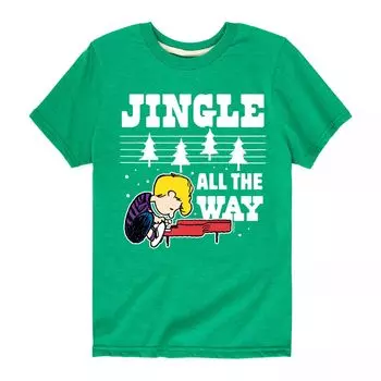 Футболка с рисунком Peanuts Jingle All The Way для мальчиков 8–20 лет Licensed Character, зеленый