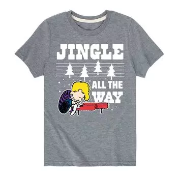 Футболка с рисунком Peanuts Jingle All The Way для мальчиков 8–20 лет Licensed Character, серый