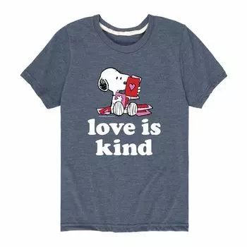 Футболка с рисунком Peanuts Love Is Kind Snoopy для мальчиков 8–20 лет Licensed Character