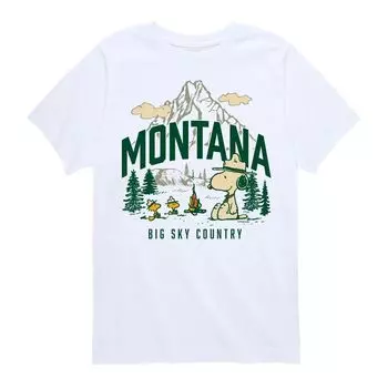 Футболка с рисунком Peanuts Montana Big Sky для мальчиков 8–20 лет Licensed Character, белый