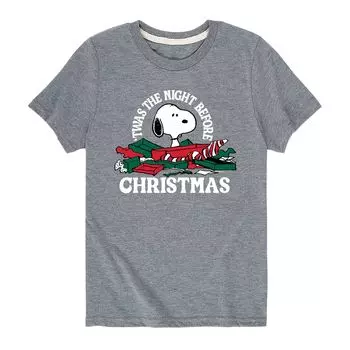 Футболка с рисунком Peanuts Night Before Christmas для мальчиков 8–20 лет Licensed Character