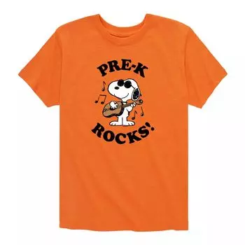 Футболка с рисунком Peanuts Pre-K Rocks для мальчиков 8–20 лет Licensed Character, оранжевый