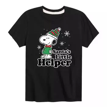 Футболка с рисунком Peanuts Santas Little Helpers для мальчиков 8–20 лет Licensed Character, черный