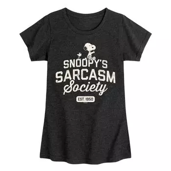 Футболка с рисунком Peanuts Sarcasm Society для девочек 7–16 лет Licensed Character