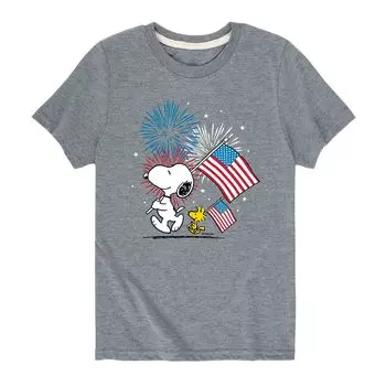 Футболка с рисунком Peanuts Snoopy and Woodstock для мальчиков 8–20 лет, четвертое июля Licensed Character