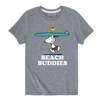 Футболка с рисунком Peanuts Snoopy "Beach Buddies" для мальчиков 8–20 лет Licensed Character, серый