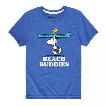 Футболка с рисунком Peanuts Snoopy "Beach Buddies" для мальчиков 8–20 лет Licensed Character, синий