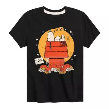 Футболка с рисунком Peanuts Snoopy Halloween Dog House для мальчиков 8–20 лет Licensed Character, черный