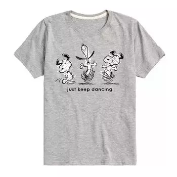 Футболка с рисунком «Peanuts Snoopy Just Keep Dancing» для мальчиков 8–20 лет Licensed Character, серый