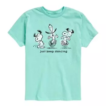 Футболка с рисунком «Peanuts Snoopy Just Keep Dancing» для мальчиков 8–20 лет Licensed Character, синий