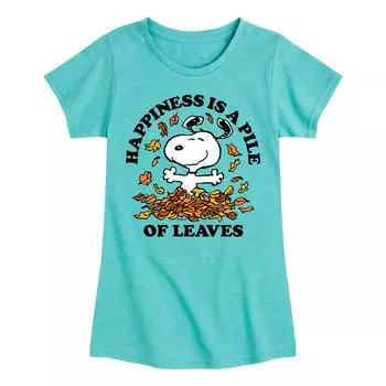 Футболка с рисунком Peanuts Snoopy Pile Leaves для девочек 7–16 лет Licensed Character, синий