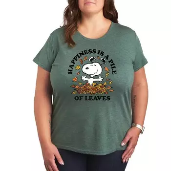 Футболка с рисунком «Peanuts Snoopy Pile Of Leaves» Licensed Character, цвет Heather Green