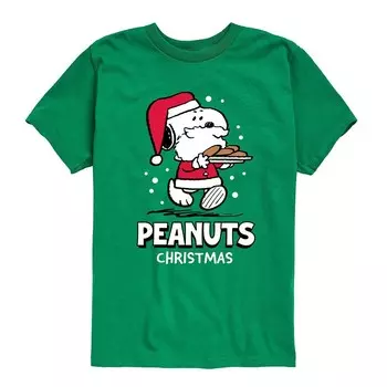 Футболка с рисунком Peanuts Snoopy Santa для мальчиков 8–20 лет Licensed Character, зеленый