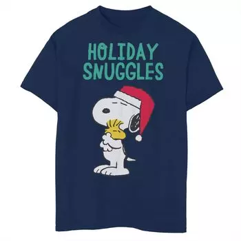 Футболка с рисунком Peanuts Snoopy Woodstock Holiday Snuggles для мальчиков 8–20 лет Licensed Character