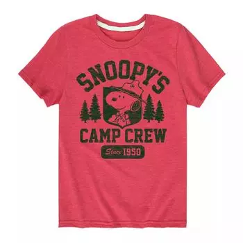 Футболка с рисунком Peanuts Snoopys Camp Crew для мальчиков 8–20 лет Licensed Character, красный