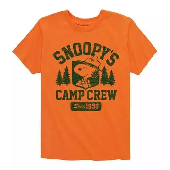Футболка с рисунком Peanuts Snoopys Camp Crew для мальчиков 8–20 лет Licensed Character, оранжевый