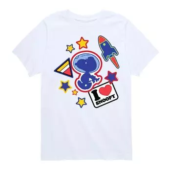 Футболка с рисунком Peanuts Space Snoopy Flair для мальчиков 8–20 лет Licensed Character, белый