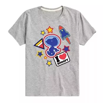 Футболка с рисунком Peanuts Space Snoopy Flair для мальчиков 8–20 лет Licensed Character, серый