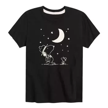 Футболка с рисунком Peanuts Star Gazing для мальчиков 8–20 лет Licensed Character, черный