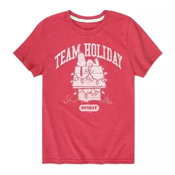 Футболка с рисунком Peanuts Team Holiday Spirit для мальчиков 8–20 лет Licensed Character, цвет Heather Red