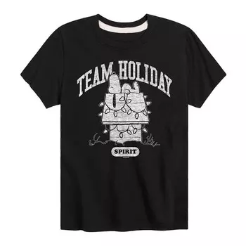 Футболка с рисунком Peanuts Team Holiday Spirit для мальчиков 8–20 лет Licensed Character, черный