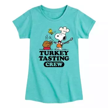 Футболка с рисунком Peanuts Turkey Tasting Crew для девочек 7–16 лет Licensed Character, синий