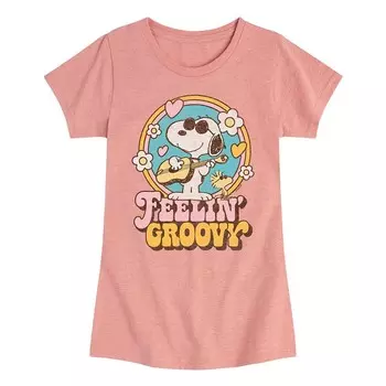 Футболка с рисунком Peanuts Vintage Feelin' Groovy для девочек 7–16 лет Licensed Character, розовый