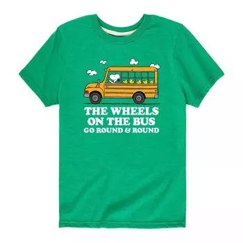 Футболка с рисунком Peanuts Wheels On The Bus для мальчиков 8–20 лет Licensed Character