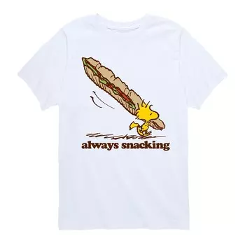 Футболка с рисунком Peanuts Woodstock Always Snacking для мальчиков 8–20 лет Licensed Character, белый