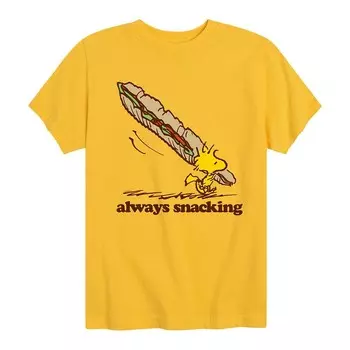 Футболка с рисунком Peanuts Woodstock Always Snacking для мальчиков 8–20 лет Licensed Character, желтый
