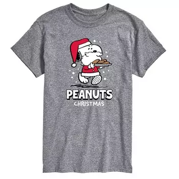 Футболка с рисунком печенья Big & Tall Peanuts Santa Snoopy Licensed Character, цвет Heather Gray