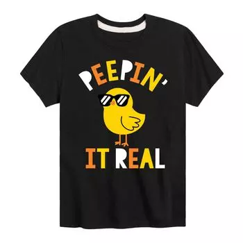 Футболка с рисунком «Peepin It Real» для мальчиков 8–20 лет Licensed Character, черный