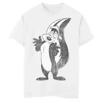 Футболка с рисунком Пепе Ле Пью в стиле ретро с портретом Looney Tunes для мальчиков 8–20 лет Licensed Character