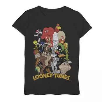 Футболка с рисунком персонажей Looney Tunes для девочек 7–16 лет, групповая съемка Licensed Character