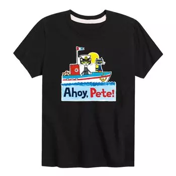 Футболка с рисунком Pete The Cat Ahoy Pete для мальчиков 8–20 лет Licensed Character, черный