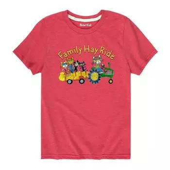 Футболка с рисунком Pete The Cat Family Hay Ride для мальчиков 8–20 лет Licensed Character