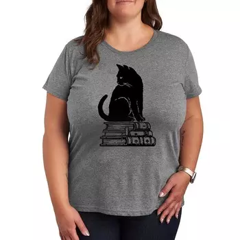 Футболка с рисунком Plus Black Cat Books Licensed Character, цвет Heather Gray