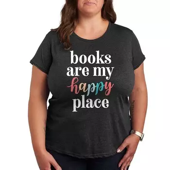 Футболка с рисунком Plus Books Are My Happy Place Licensed Character, цвет Heather Charcoal